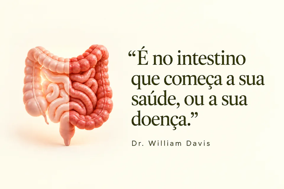 "É no intestino que começa a sua saúde, ou a sua doença." Dr. William Davis